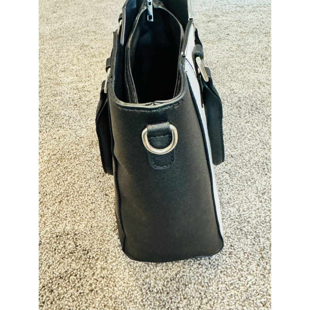 Yani J’Adore Noire Mist Black & White Structured Tote Satchel w/ Strap - Picture 8 of 9